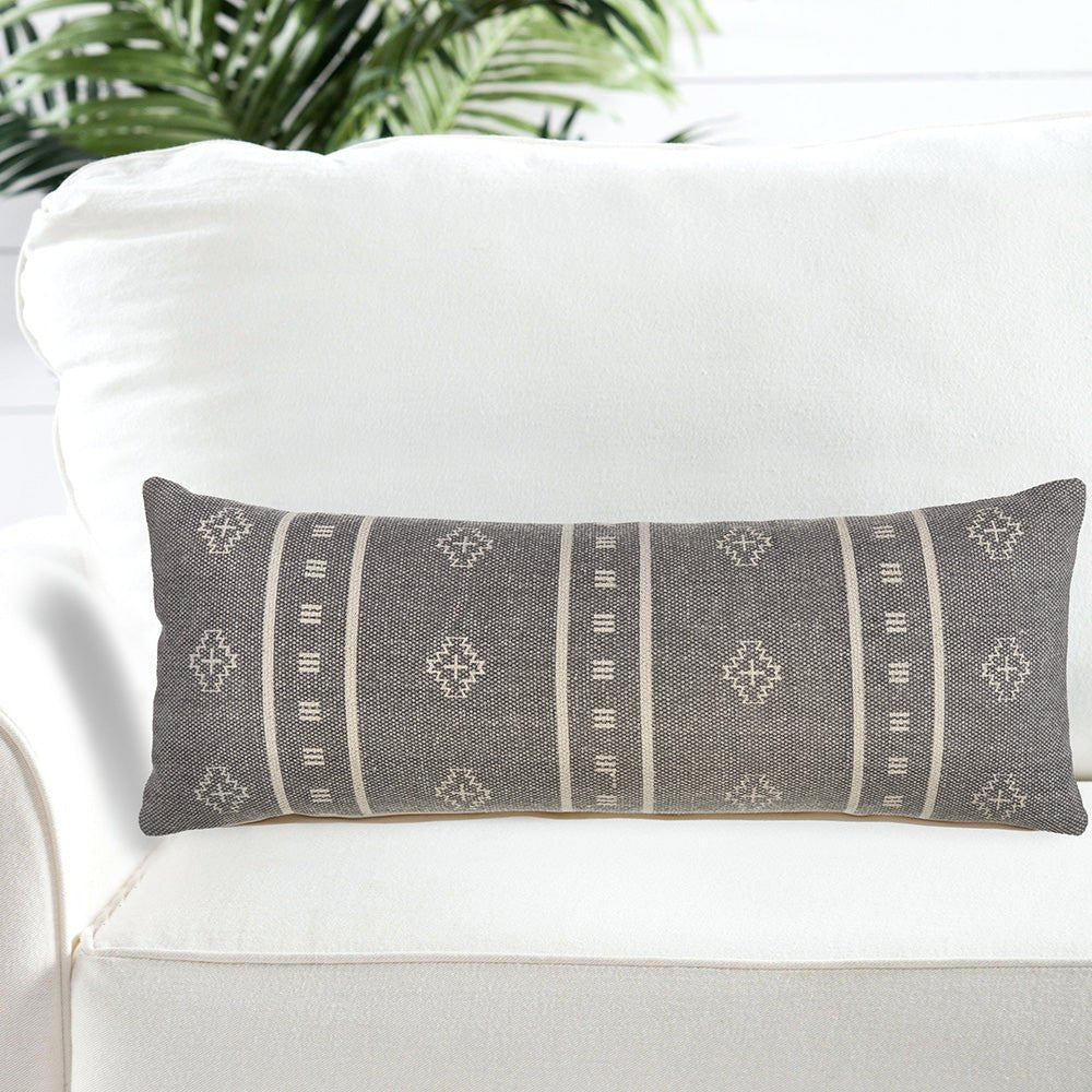 Embroidered Gray and Cream LR04694 Throw Pillow - Rug & Home