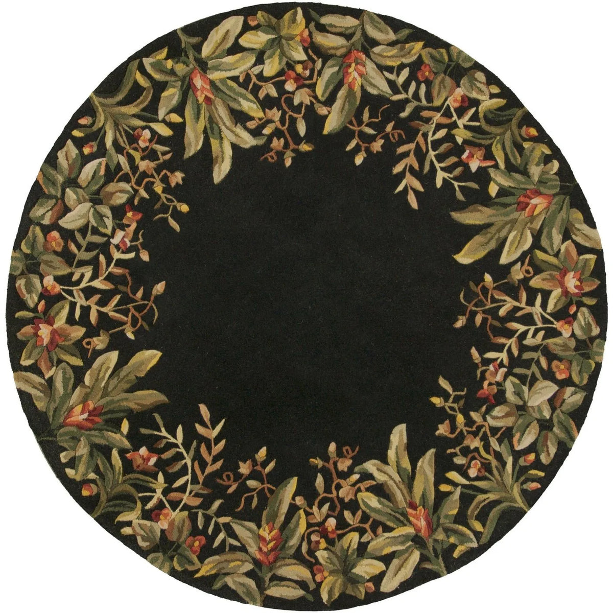 Emerald 9001 Tropical Border Black Rug - Rug & Home