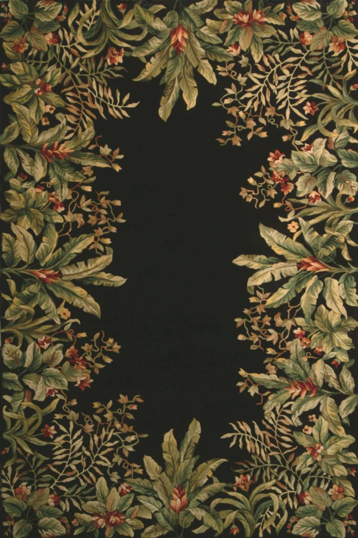 Emerald 9001 Tropical Border Black Rug - Rug & Home