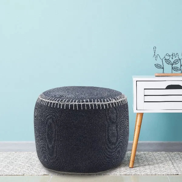 Enigma 34031NAV Navy Pouf - Rug & Home