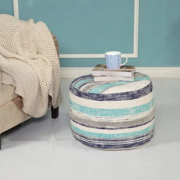 Enigma 99719BLU Blue Pouf - Rug & Home