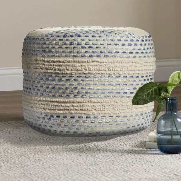 Enigma 99766BUN Blue/Natural Pouf - Rug & Home