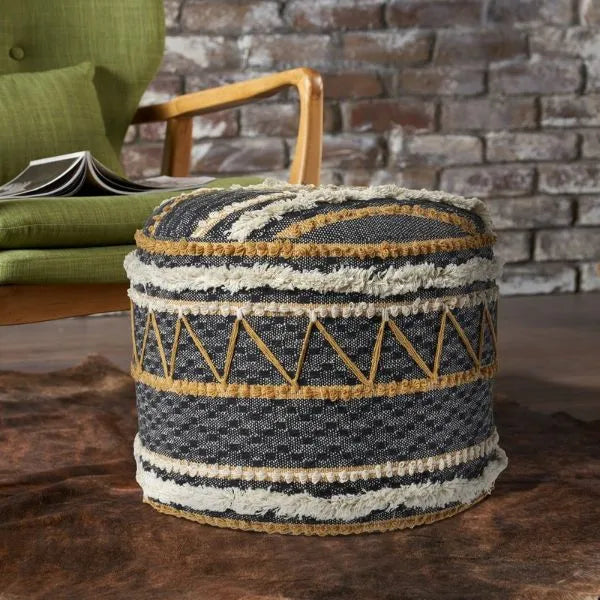 Enigma 99767BKN Black/Natural Pouf - Rug & Home