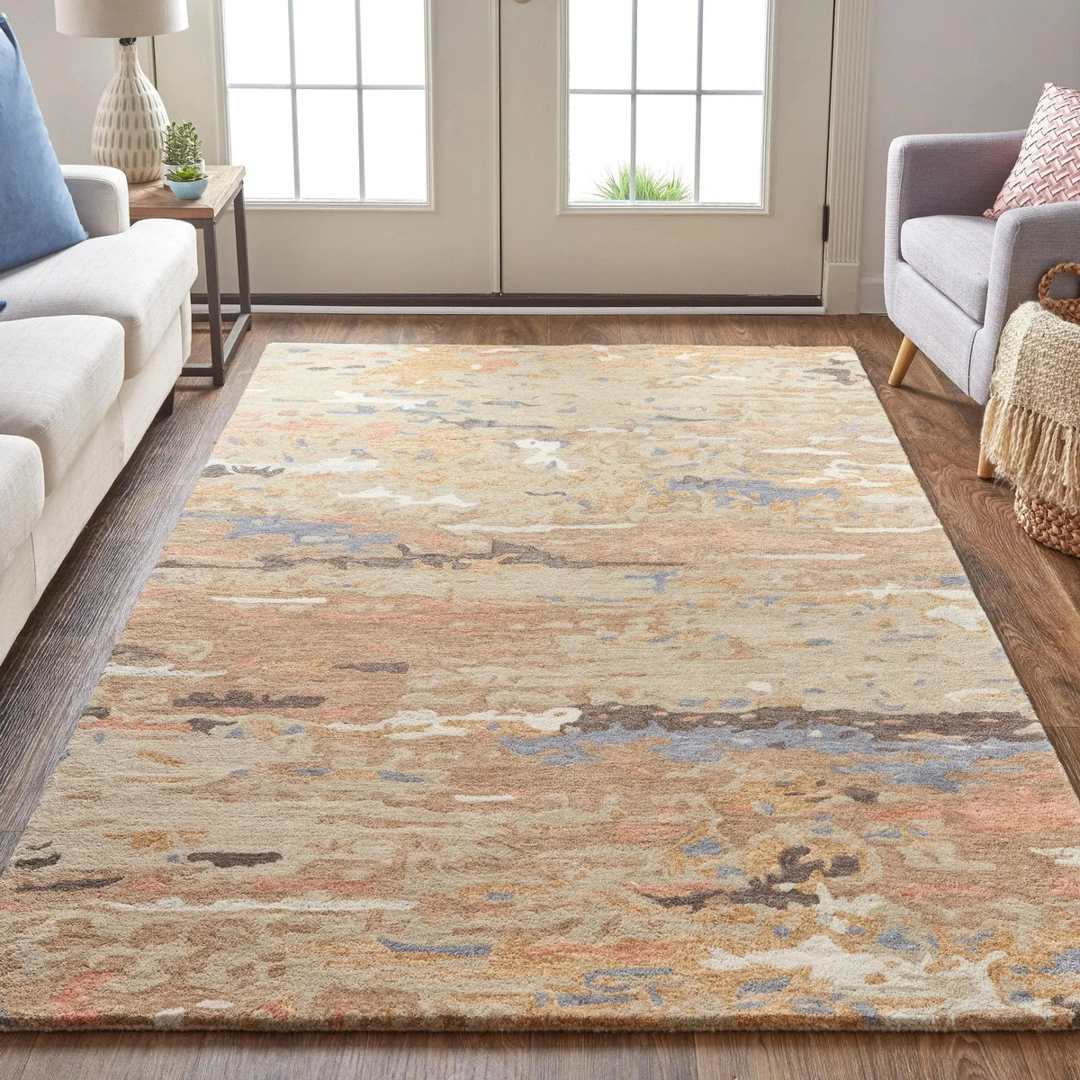Everley EVE8644F Tan/Blue Rug