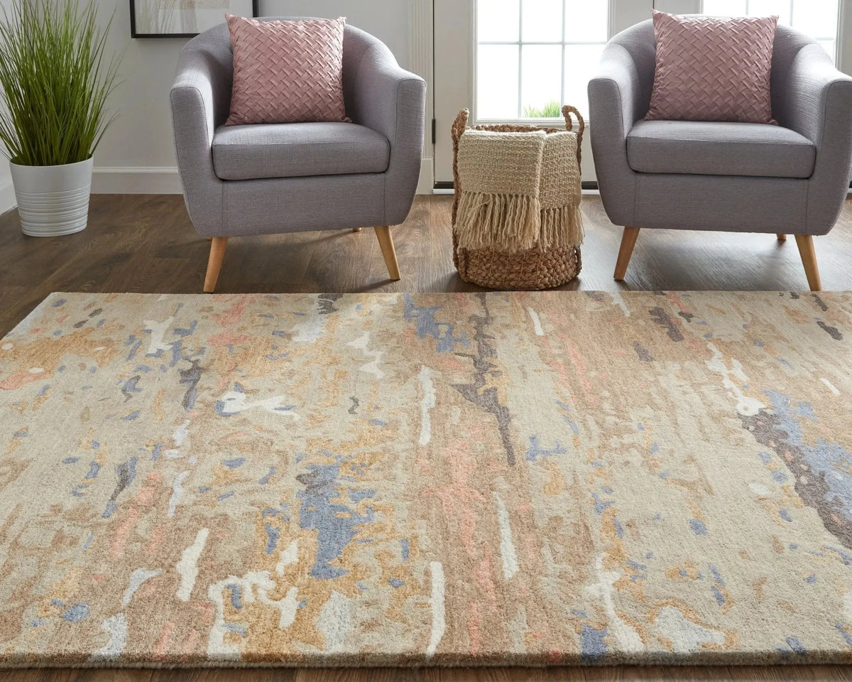 Everley EVE8644F Tan/Blue Rug