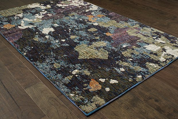 Evolution 8029A Navy/ Green Rug - Rug & Home