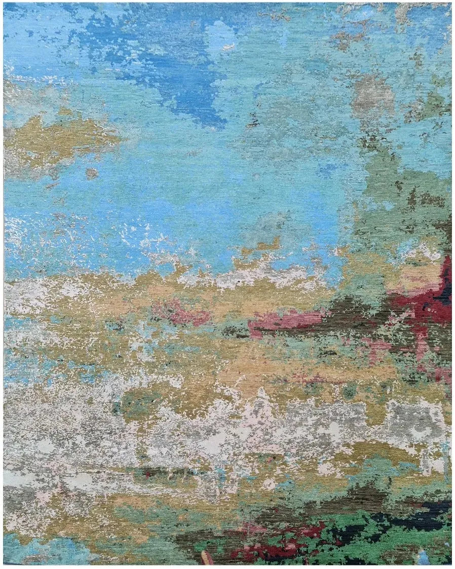 Fairpoint Sea Rug Faire 4072 Sea Blue/Gold Rug - Rug & Home- Rectangle 5' x 7' | Area Rugs