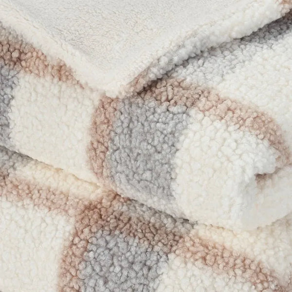 Faux Fur RD320 Blue Throw Blanket Rug & Home