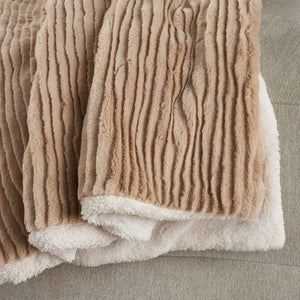 Faux Fur RD639 Beige Throw Blanket - Rug & Home
