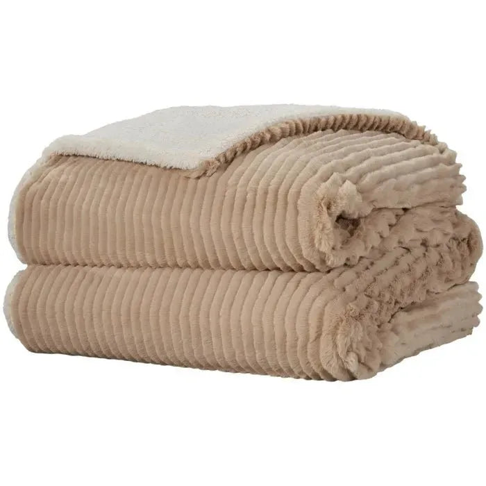 Faux Fur RD639 Beige Throw Blanket