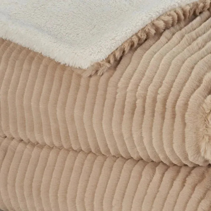 Faux Fur RD639 Beige Throw Blanket