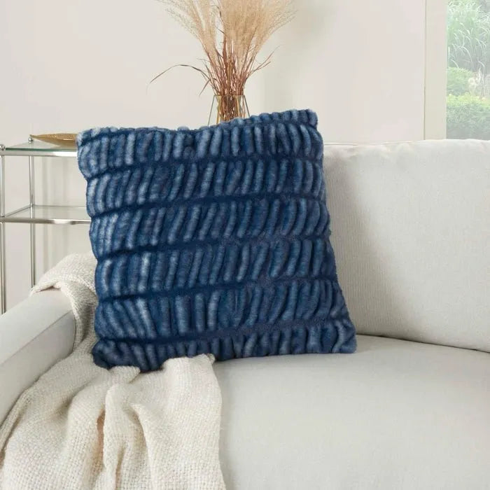 Faux Fur SN101 Navy Pillow - Rug & Home