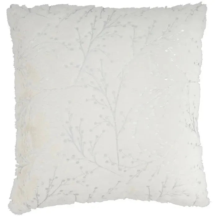 Faux Fur SN107 Ivory/Silver Pillow