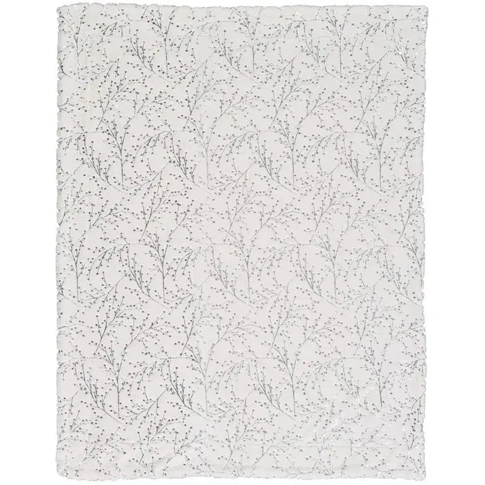 Faux Fur SN107 Ivory/Silver Throw Blanket