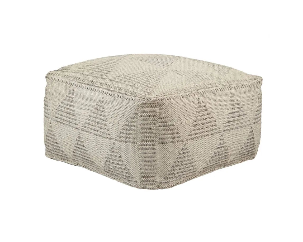 Fika FIK01 Grey/Cream Pouf - Rug & Home