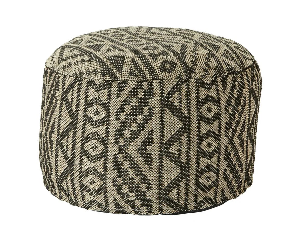 Fika FIK03 Black/Light Taupe Pouf - Rug & Home