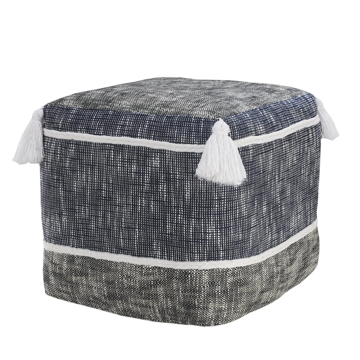 Flat Weave Lr34020 Blue/Navy Pouf - Rug & Home