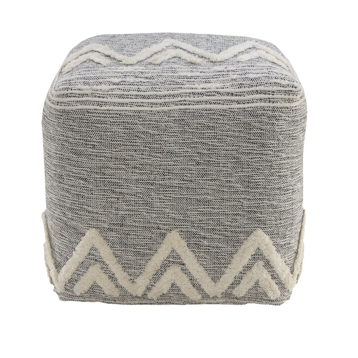 Flat Weave Lr34021 Gray/White Pouf - Rug & Home