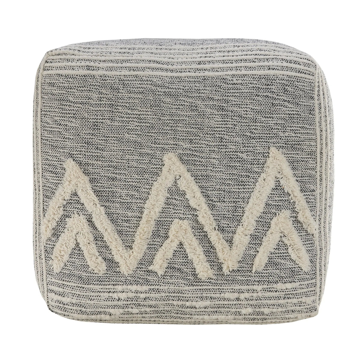 Flat Weave Lr34021 Gray/White Pouf - Rug & Home