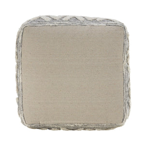 Flat Weave Lr34021 Gray/White Pouf - Rug & Home