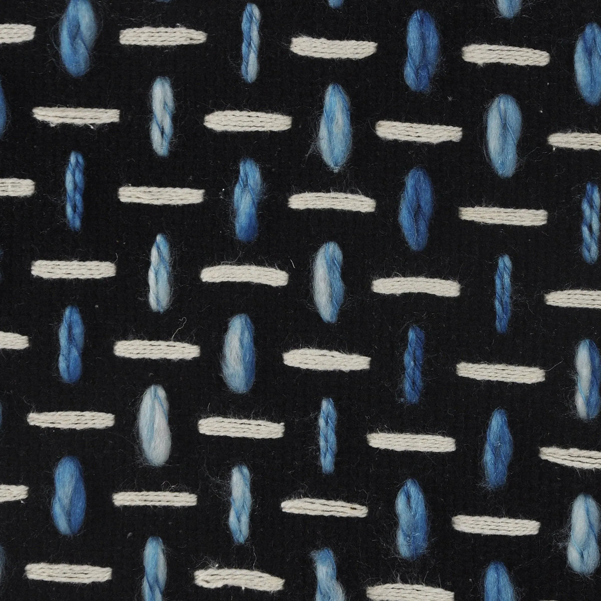 Flat Weave Lr34022 Black/Blue Pouf - Rug & Home