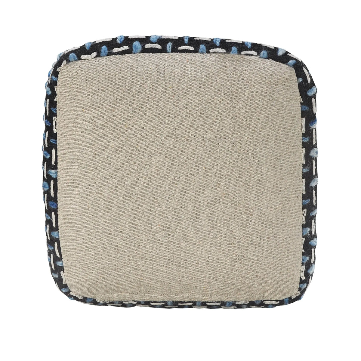 Flat Weave Lr34022 Black/Blue Pouf - Rug & Home