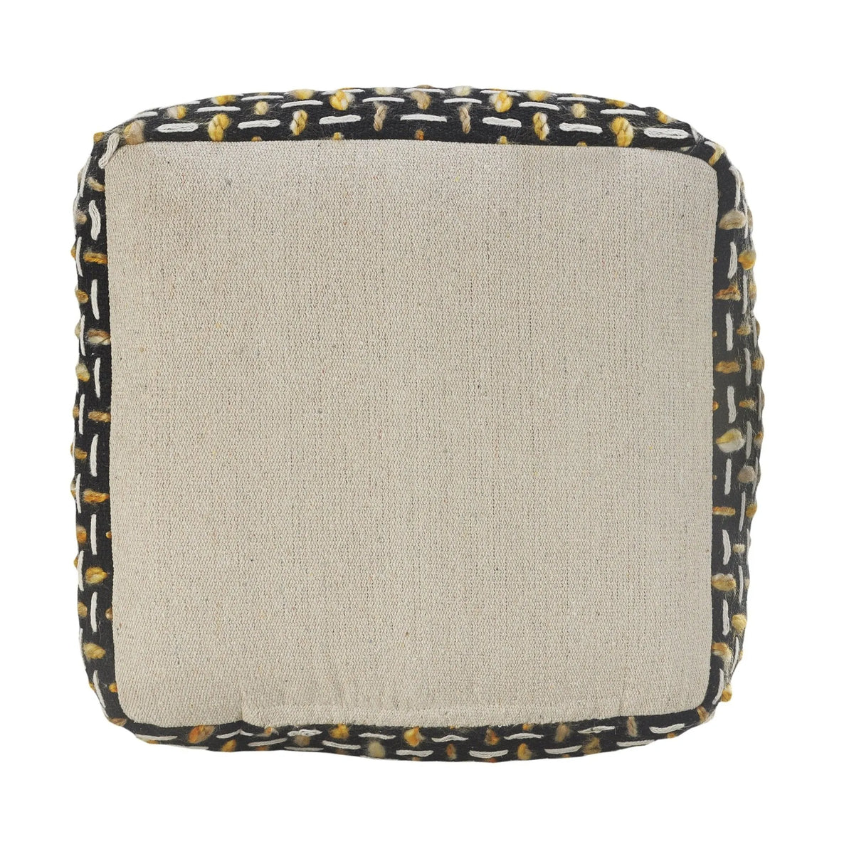 Flat Weave Lr34023 Black/Gold Pouf - Rug & Home