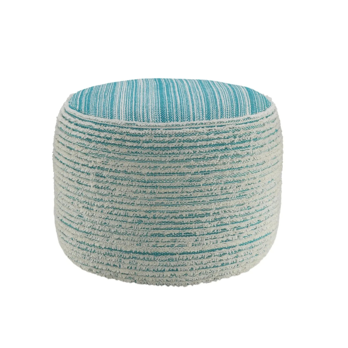 Flat Weave Lr34024 Aqua/White Pouf