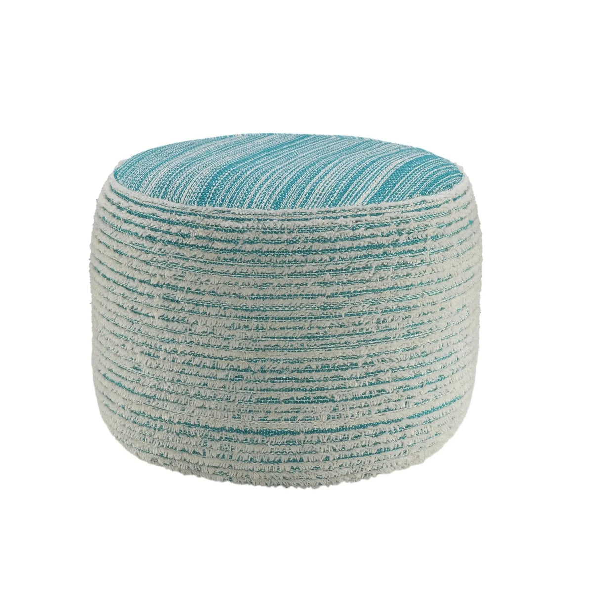 Flat Weave Lr34024 Aqua/White Pouf