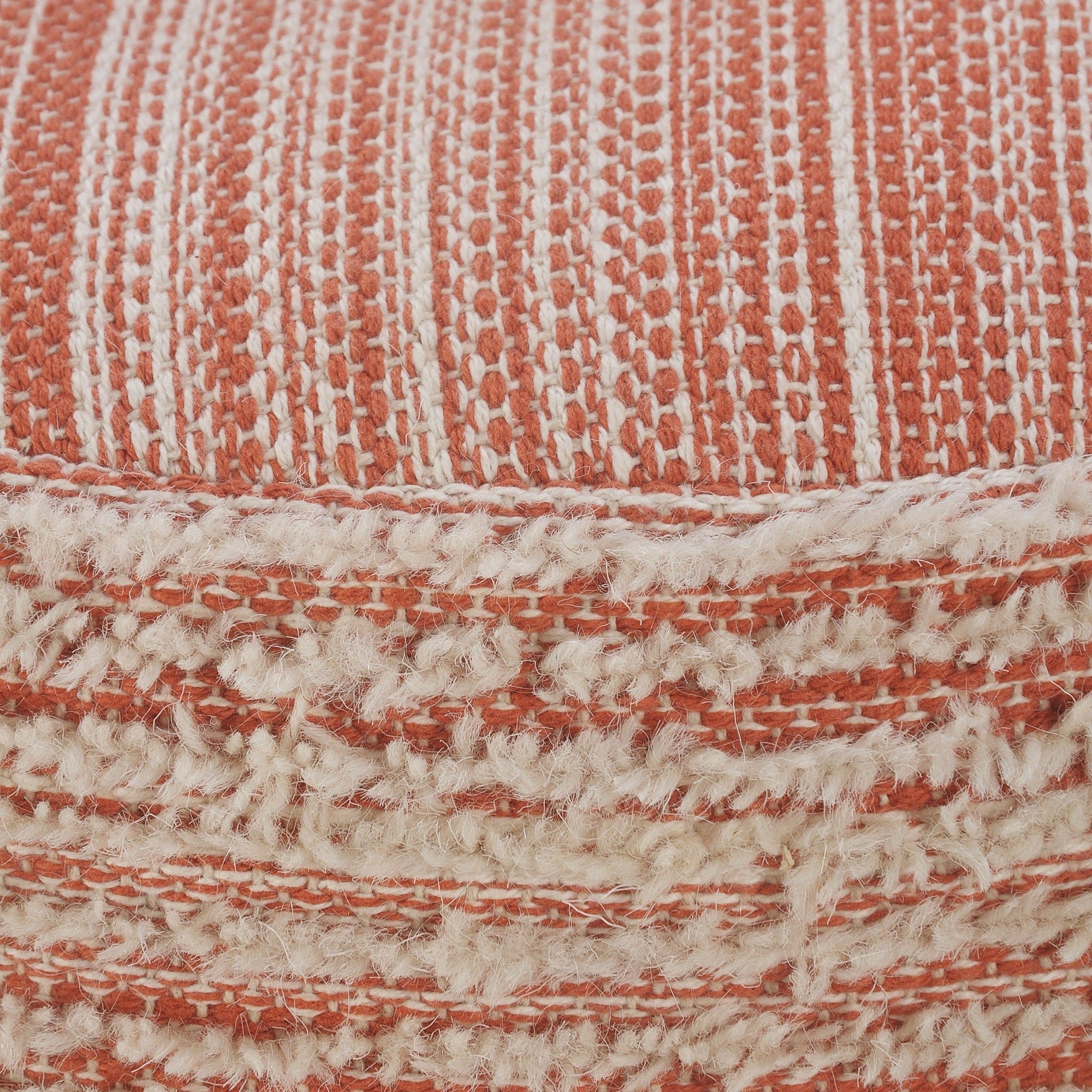 Flat Weave Lr34025 Coral/White Pouf - Rug & Home