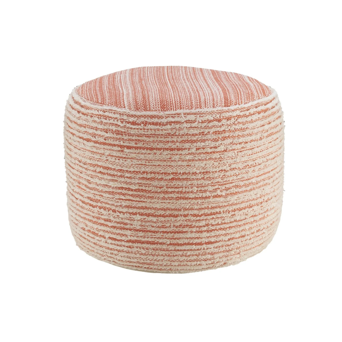 Flat Weave Lr34025 Coral/White Pouf - Rug & Home