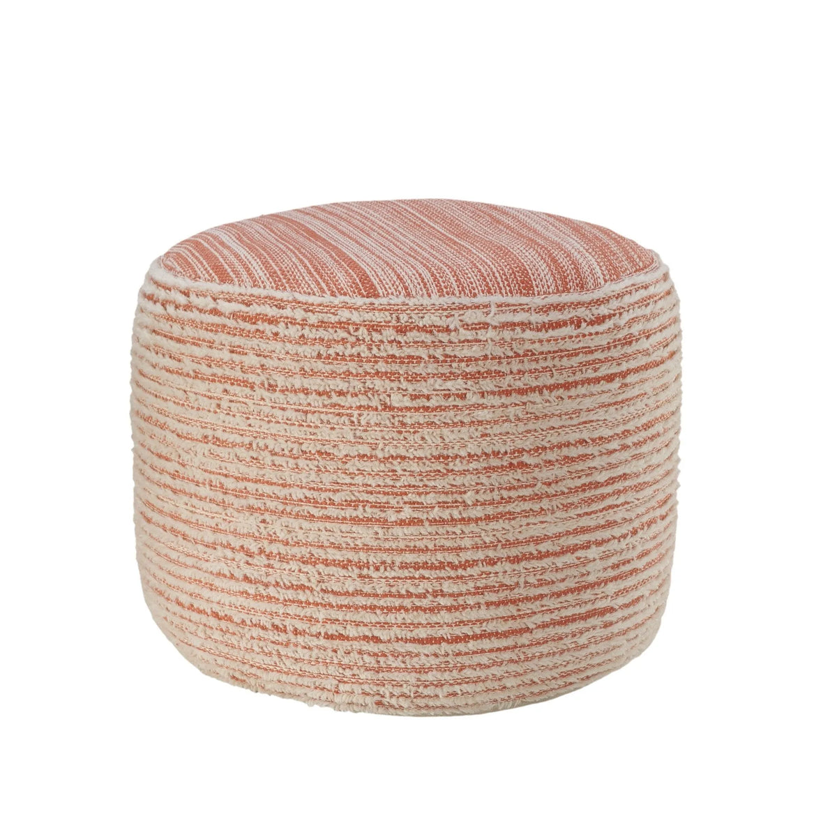 Flat Weave Lr34025 Coral/White Pouf - Rug & Home