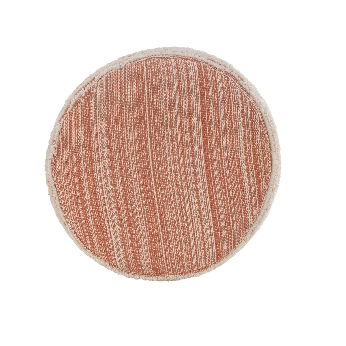 Flat Weave Lr34025 Coral/White Pouf - Rug & Home