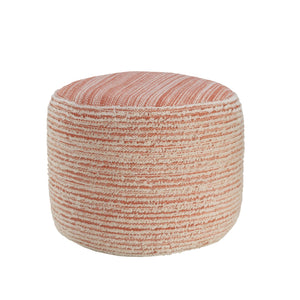 Flat Weave Lr34025 Coral/White Pouf - Rug & Home