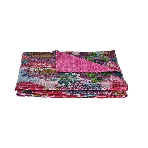 Floral Garden Kantha LR80151 Throw Blanket