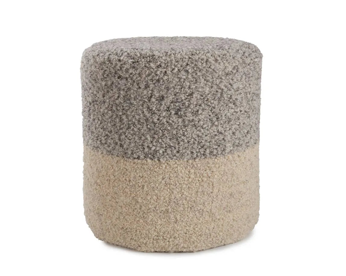 Folke FOL01 Light Grey/Cream Pouf - Rug & Home