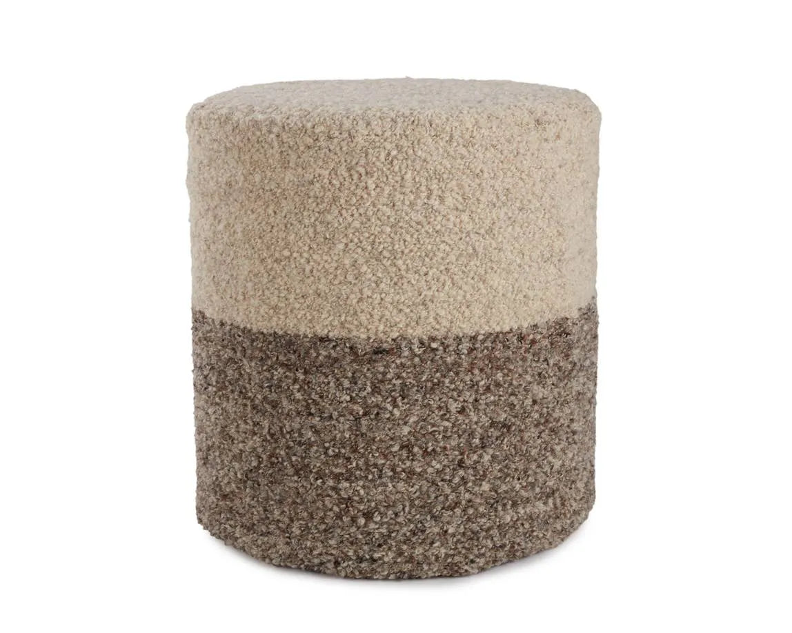 Folke FOL02 Cream/Brown Pouf - Rug & Home