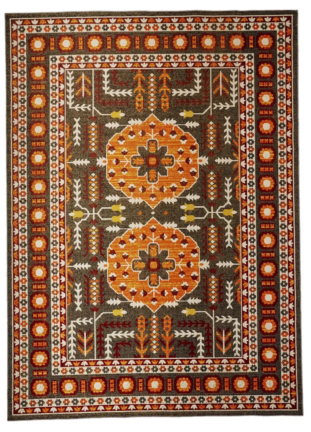 Foster 3754F Orange/Gray Rug - Rug & Home