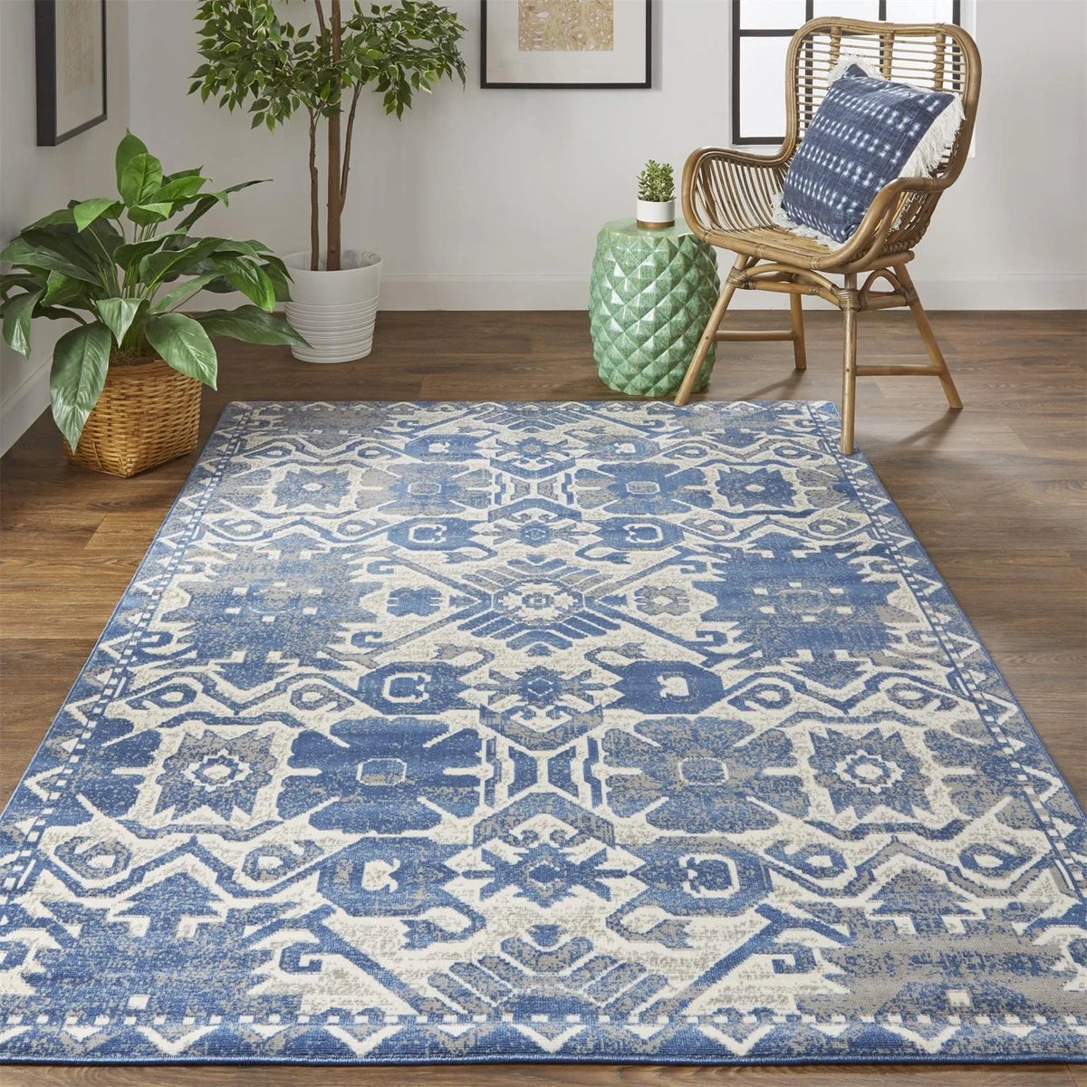 Foster 3758F Beige/Blue Rug - Rug & Home