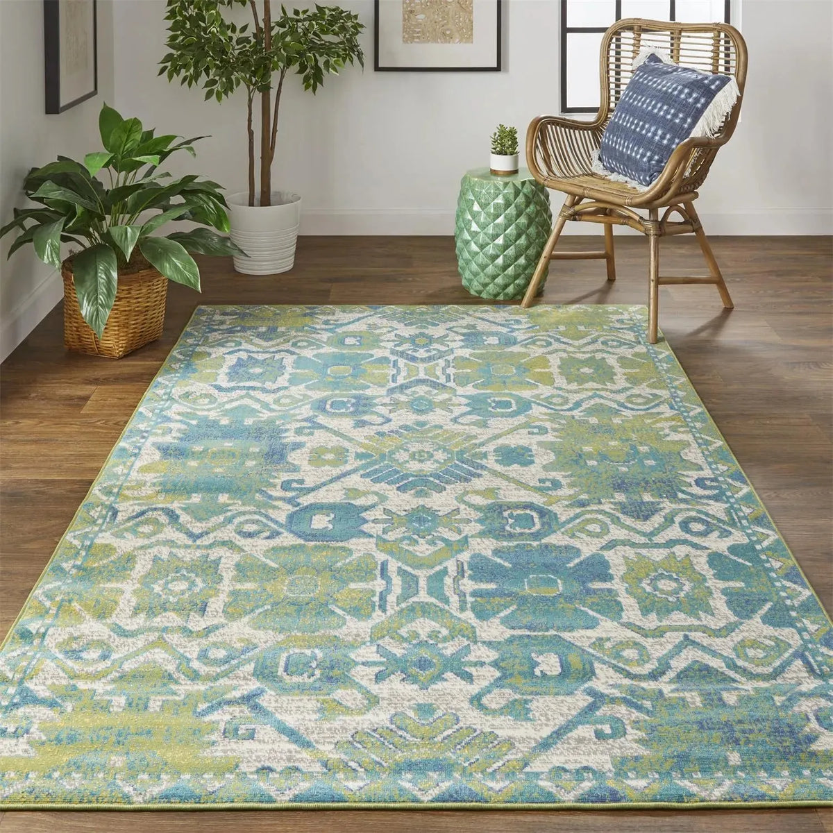 Foster 3758F Green/Blue Rug