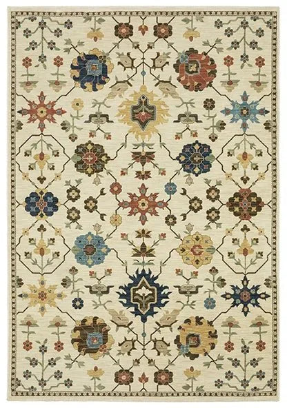 Francesca FR02M Ivory/Multi Rug - Rug & Home