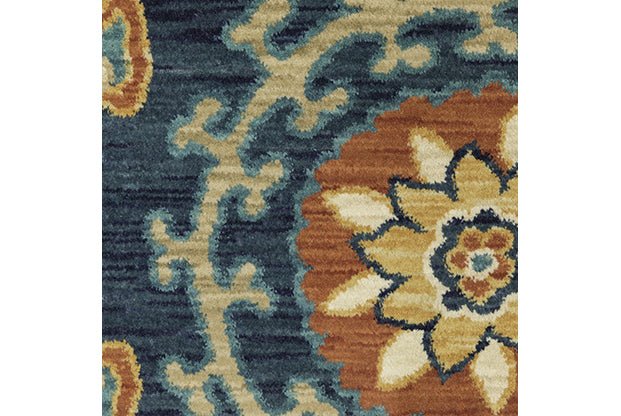 Francesca FR11B Blue/Rust Rug - Rug & Home