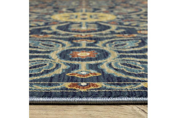 Francesca FR11B Blue/Rust Rug - Rug & Home