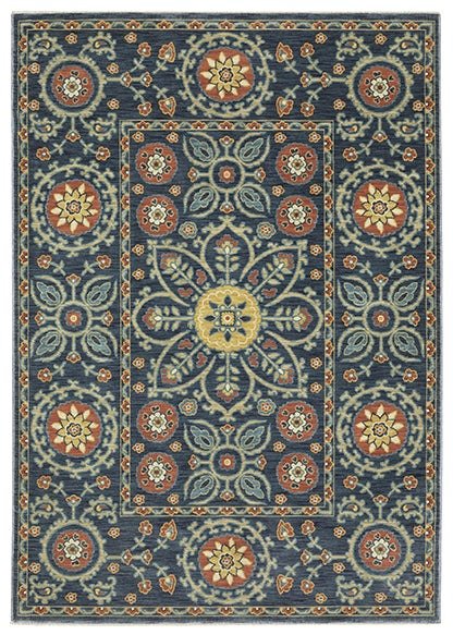 Francesca FR11B Blue/Rust Rug - Rug & Home