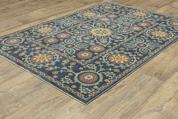 Francesca FR11B Blue/Rust Rug - Rug & Home