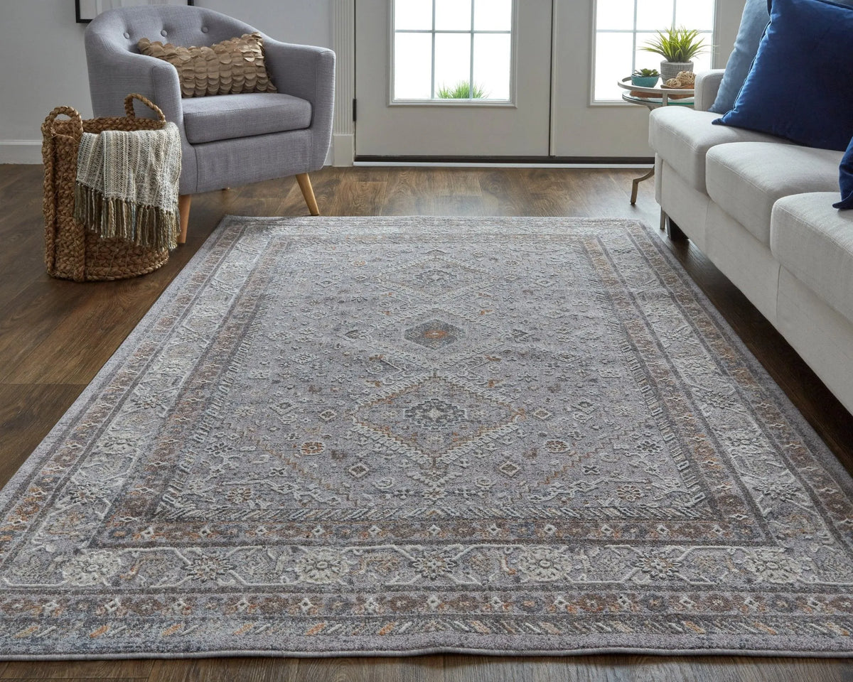 Francisco FRA39GBF Grey/Orange Rug - Rug & Home