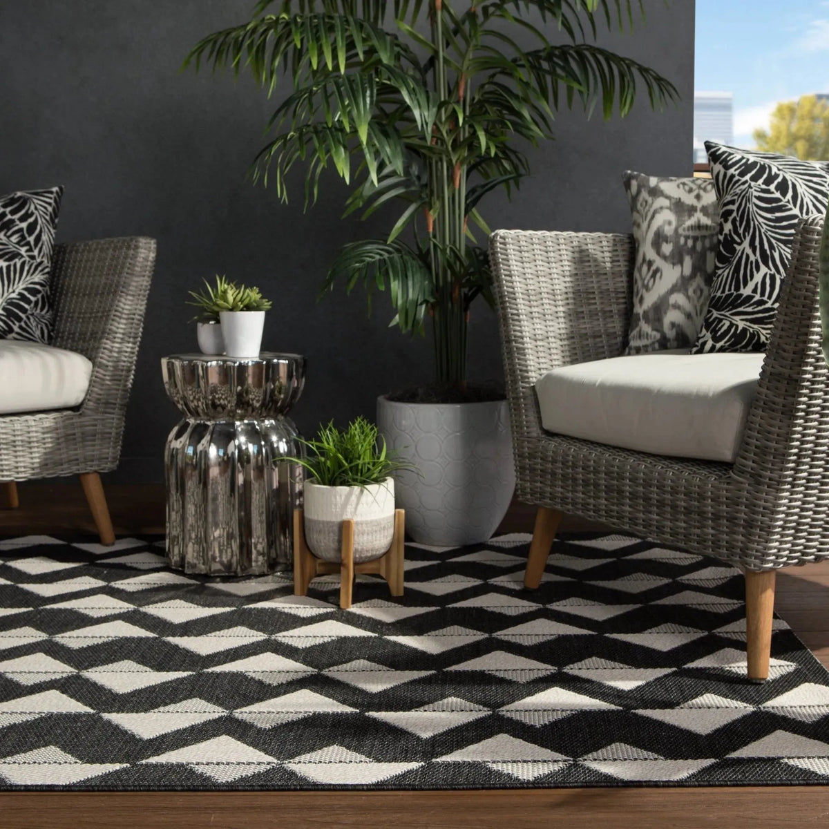 Fresno Fsn01 Zemira Black/Cream Rug