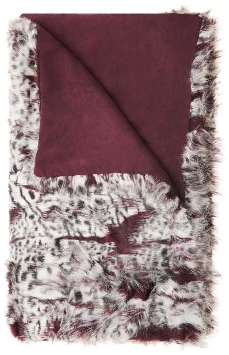 Fur N9206 Burgandy/Ivory Throw Blanket - Rug & Home