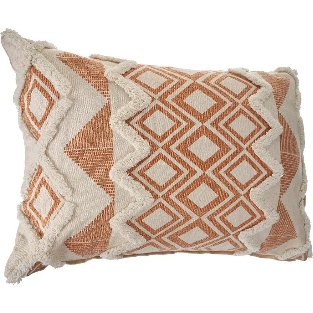 Geometric Burnt Orange and Cream LR07440 Throw Pillow - Rug & Home