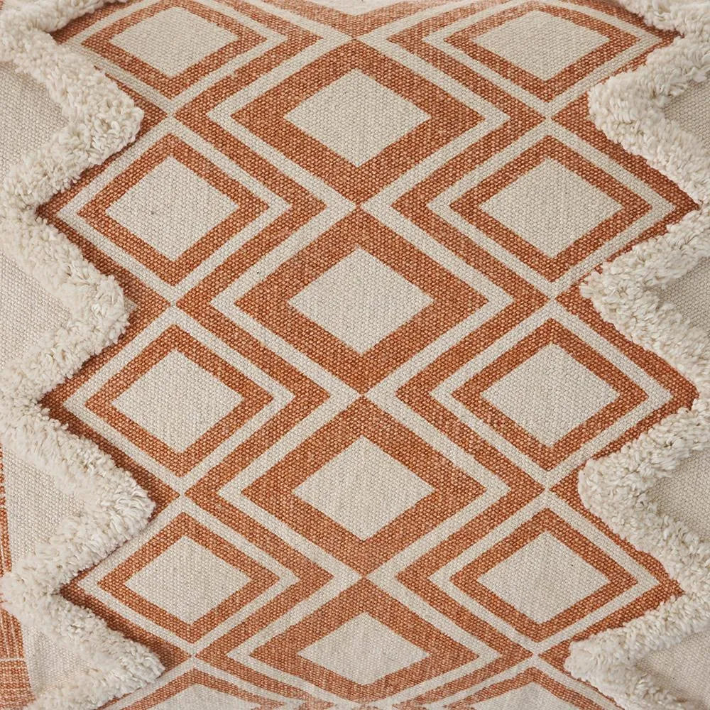 Geometric Burnt Orange and Cream LR07440 Throw Pillow - Rug & Home